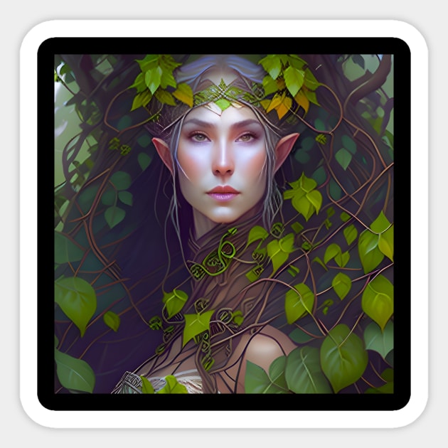 Beautiful Elven Druid Sticker by AI Created Artwork